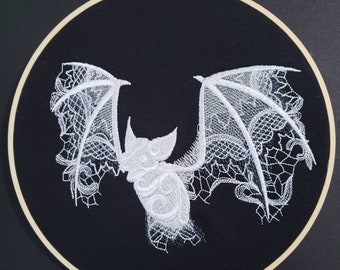 Bat embroidery hoop art