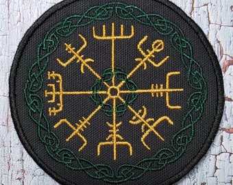 thumbnail image 2 of Viking Icelandic Compass Vegvisir Emblem – Iron-On/Sew-On Patch – Norway Symbol 2 of 2