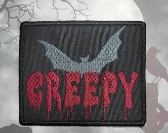 Creepy Bat Embroidered Patch - Horror Goth Applique