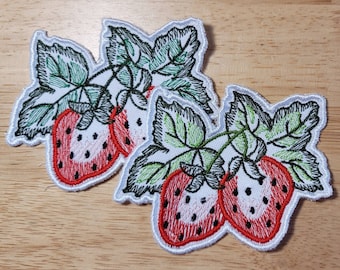 Strawberry embroidered patch