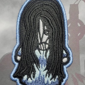 Creepy Girl Halloween Patch - Embroidered Applique