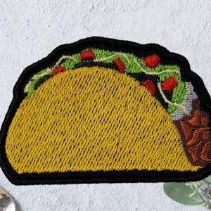 Embroidered Taco Patch: Iron-On or Sew-On Applique