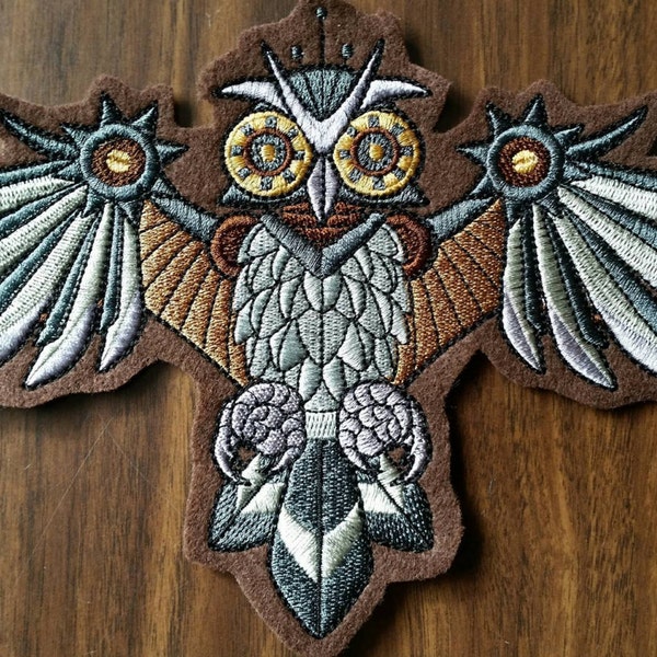 Owl patch,steampunk owl patch