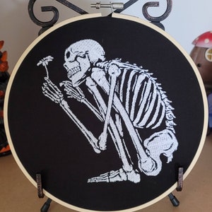 Skeleton Embroidery: Handmade 8-Inch Hoop Art