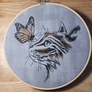 Embroiderd cat art | cat hoop | embroidery