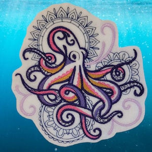 Embroidered Octopus Patch: Iron-On Felt Applique
