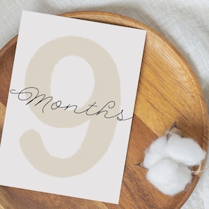 Cartes d'étape mensuelles imprimables pour bébé | 1-12 mois | Esthétique neutre | 5 x 7 po. | Téléchargement instantané
