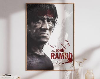 Plaque Murale En Métal Vintage Film Rambo – Dimensions 30 X 20 Cm – Multicolore