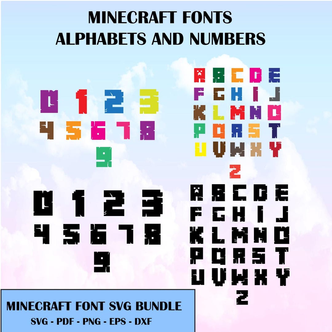 Minecraft Letters Font Gui Minecraft Font SVG Bundle, Font SVG Files, Gamer Alphabet & Number Cut ...