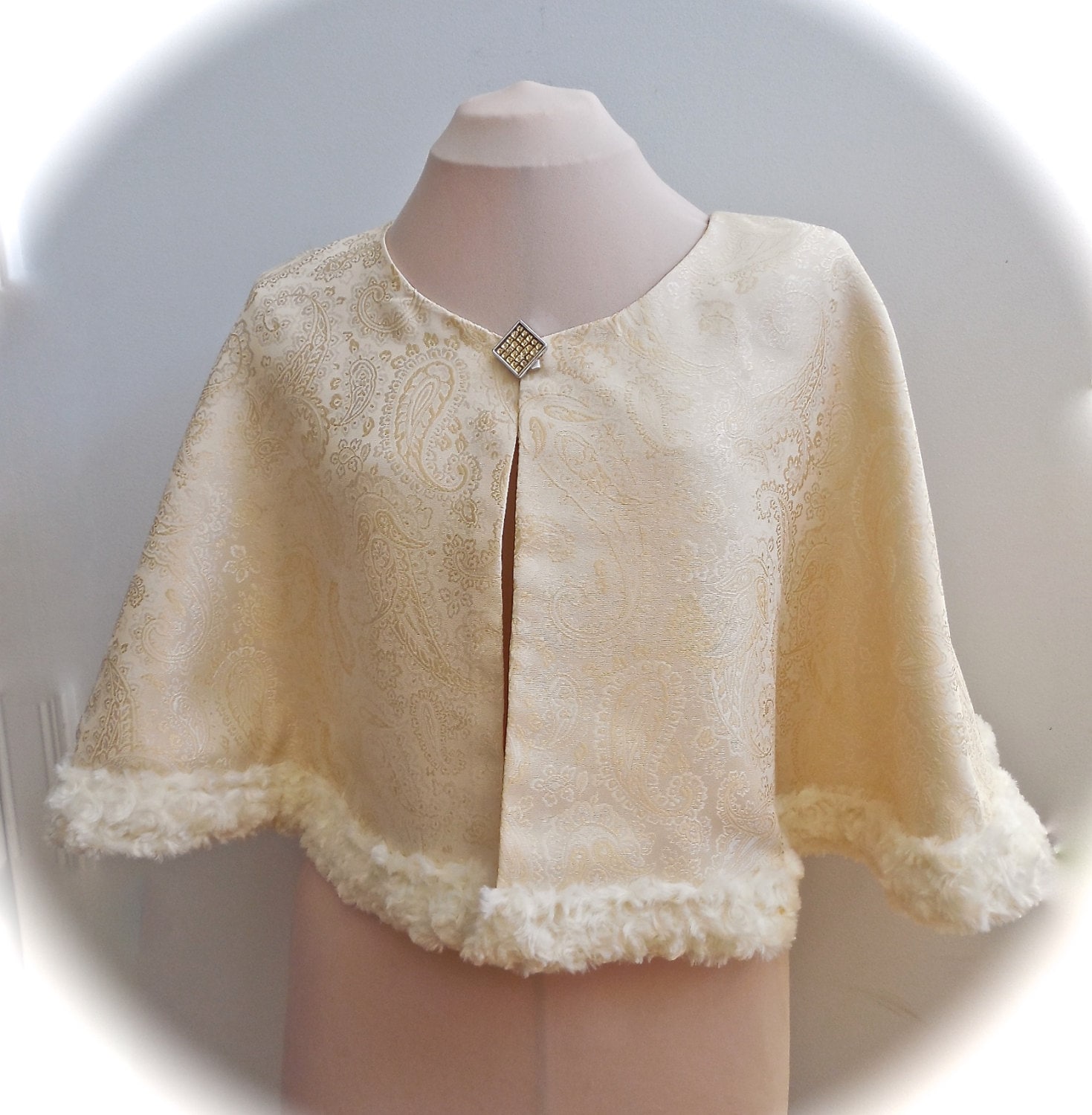 Ivory Brocade Bridal Capelet With Faux Swirled Fur Trim - Etsy