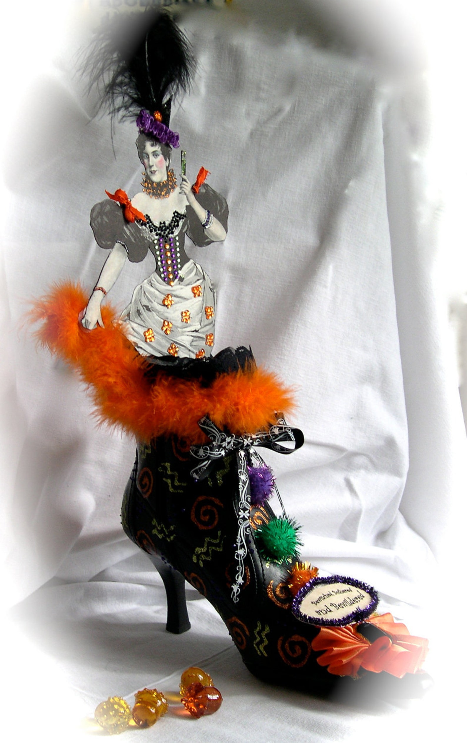 Halloween Witch's Shoe Centerpiece Decoration OOAK Bewitched Etsy