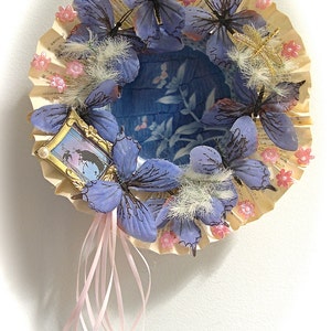 OOAK Floral Wreath with Vintage Plate Center Japanese Flowers