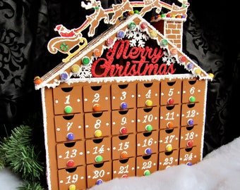 Faux Gingerbread Up on the Housetop Advent Calendar