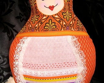 Russian Matroyshka Pillow Doll with Trims and Embroidery --- Anastasia