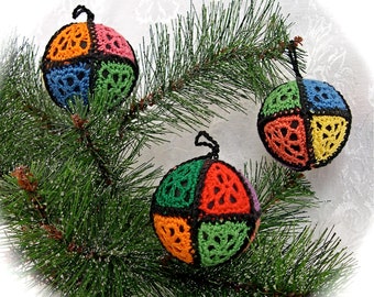 Granny-Square Afghan Crochet Ornaments