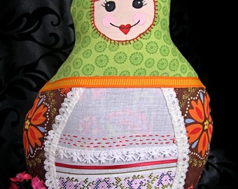 Russian Matroyshka Pillow Doll with Trims and Embroidery --- Lara