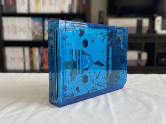 Custom Nintendo Wii - Transparent Blue "Ghost Case" Edition - Professionally Restored - 20 Classic Games Included