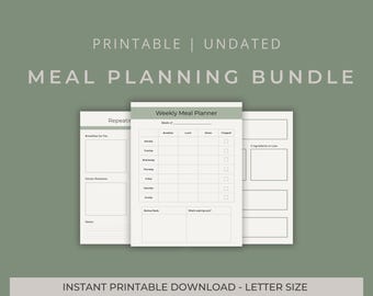 ADHD Meal Planner Mini Bundle | 3-Page Weekly Planning Template PDF | Neurodivergent Organization | Executive Function Digital Download