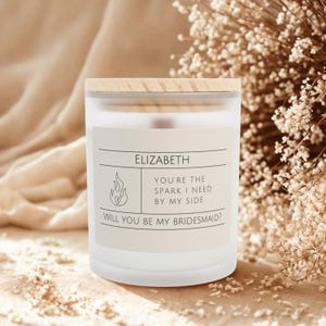Personalized Bridesmaid Proposal Candle | Wood Wick Soy Candle | Custom Name Gift | Be My Bridesmaid | Wedding Party Favor | Cozy Gift