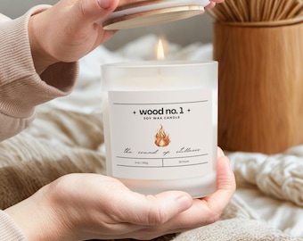 Wood Wick Candle | Glass Candle | Scented Soy Wax | Vegan Crackling Candle | Cozy Gift | Modern Home Decor