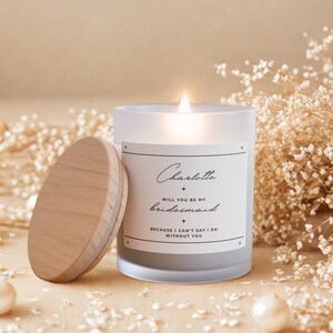 Personalized Bridesmaid Proposal Candle | Wood Wick Soy Candle | Custom Name Gift | Be My Bridesmaid | Wedding Party Favor