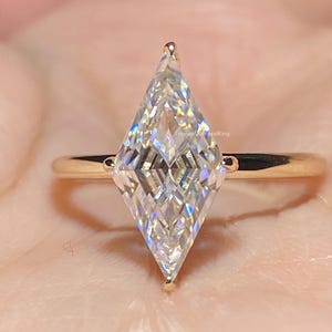 Kite Cut Moissanite Ring: 14k Yellow Gold Solitaire Wedding Ring
