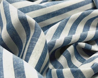 Elegant Italian Cotton-Linen Striped Fabric: Timeless Pattern for Clothing, Home Decor, and Crafts
