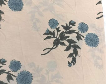 Handcrafted Indian Block Printed Cotton Fabric: Floral Elegance for Home Decor and Crafts