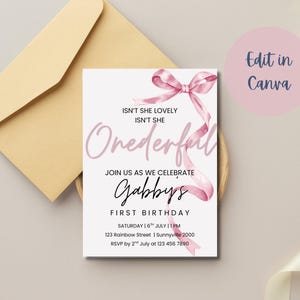 Rosa Schleife Geburtstagseinladung: 13x22, Hochzeitseinladung, Blush Girl Party