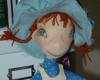 Art Doll, home decor, Interior Cloth Doll, Peppilotta Longstocking, 18"