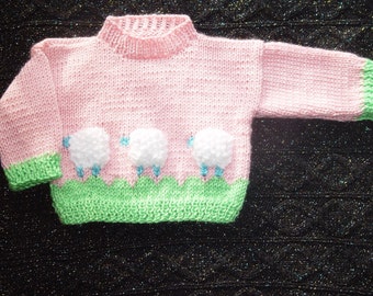 Let's count sheep baby girl sweater for 3m -6m  baby
