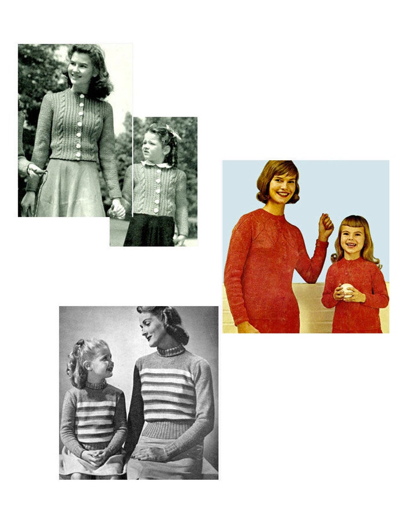 Vintage Mother and Daughter Cabled cardigans