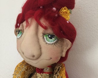 OOAK art cloth doll,12",Your sewing Angel , She, Girl, handmade,new, gift , handmade.