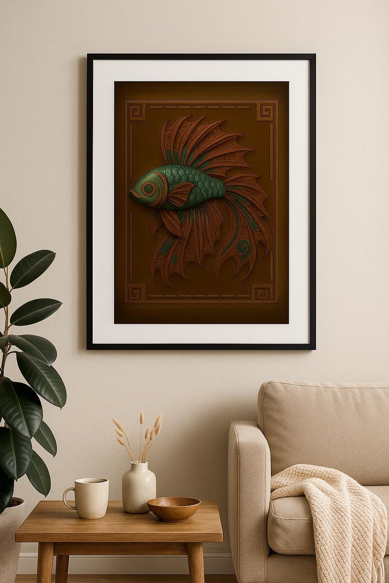 Aztec Runes Fish Aztec Style Fish Art Print - Ancient Mesoamerican Carved Stone Design ...