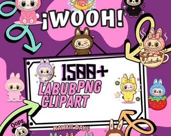 Kawaii Labu- Bu Stickers: Digital Clipart PNG Bundle (Instant Download)