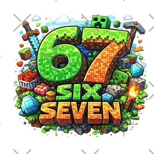 Six Seven Kids Game Meme png, Minecraft-nummer, Six Seven Meme Gen Alpha Slang png (digital nedladdning)