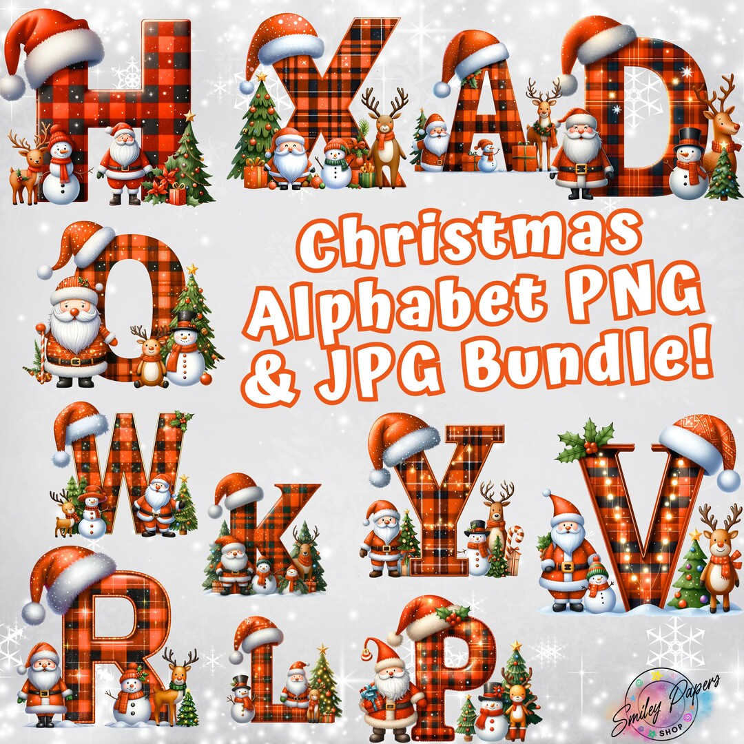 Paquete PNG del alfabeto navideño, imágenes prediseñadas de letras a ...