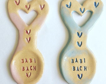 Babi Bach (Little baby in Welsh) Ceramic Love Spoon - Handmade in Wales, UK. Ready to ship. Free UK P&P