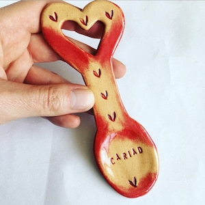 Cariad (Love in Welsh) Ceramic Love Spoon. Made in Wales, UK. Ready to ship. FREE UK delivery