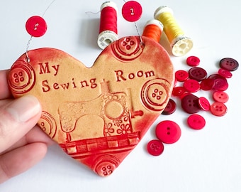 My Sewing Room ceramic heart.