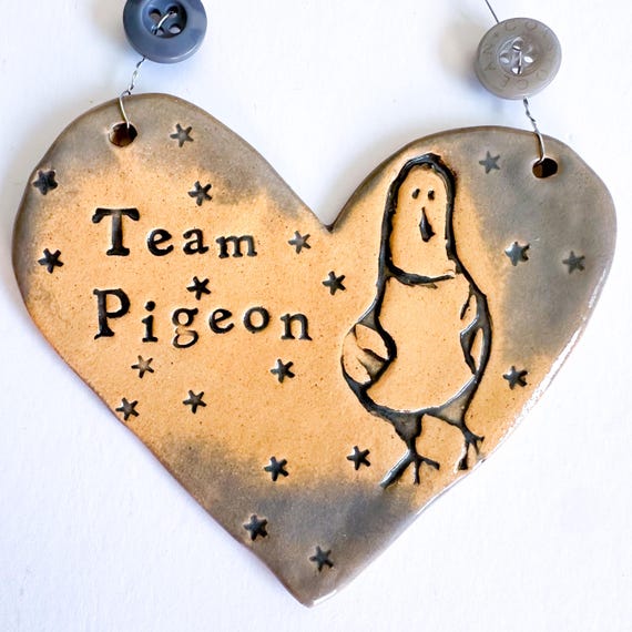 Team Pigeon - ceramic heart plaque