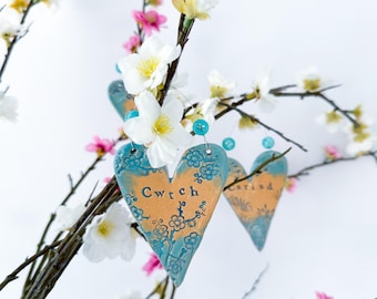 Welsh language hearts: Cwtch, Calon, Cariad