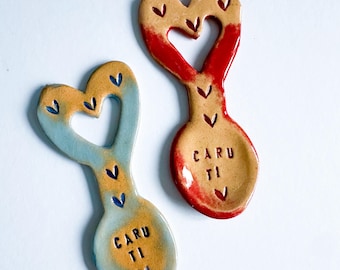 Small Caru Ti (I Love you in Welsh) Ceramic Love Spoon