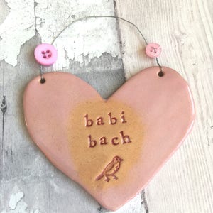 Babi Bach Little Baby in Welsh New Baby arrival gift. Ceramic. Blue /pink. Made in Wales, UK. Free UK P&P image 4