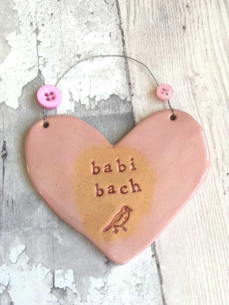 Babi Bach Little Baby in Welsh New Baby arrival gift. Ceramic. Blue /pink. Made in Wales, UK. Free UK P&P image 4