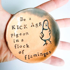 Kick-Ass Pigeon Ceramic Dish – Handmade Trinket Dish