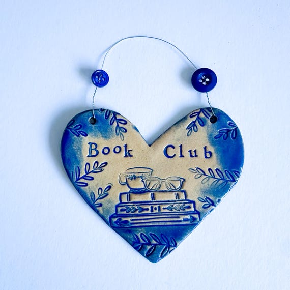 Book Club ceramic heart plaque