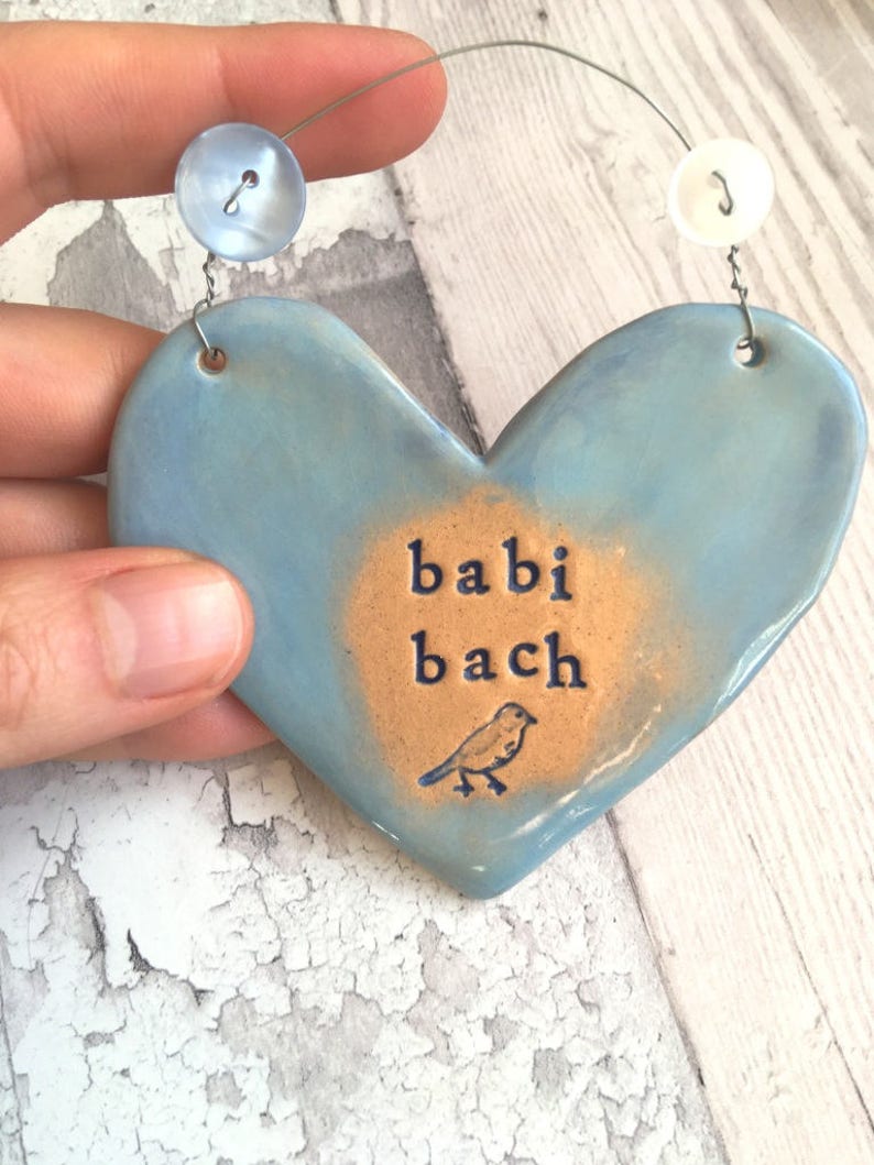 Babi Bach Little Baby in Welsh New Baby arrival gift. Ceramic. Blue /pink. Made in Wales, UK. Free UK P&P image 6