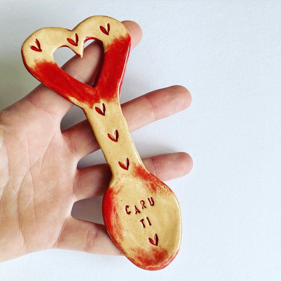 Caru Ti I Love You in Welsh Ceramic Love Spoon. Made in Wales, UK. Ready to Ship. FREE UK