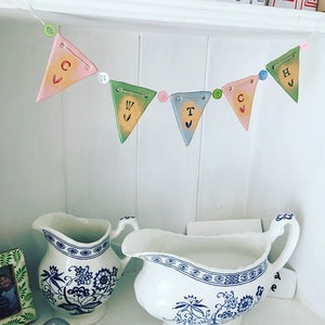 CWTCH Ceramic Mini Bunting: Pastel Pink, Blue, Green - Handmade in Wales